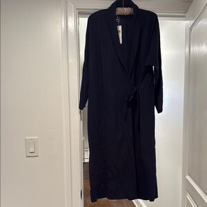 Eileen Fisher Deep Blue Shawl Collar Coat / Robe / House Coat